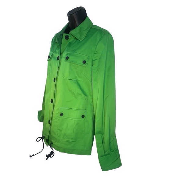 TORY BURCH kelly green logo button flap pocket womens utility jacket sz 10 - Picture 6 of 9